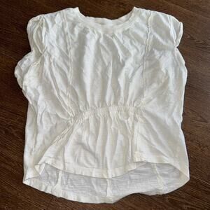 Anthropologie White Top Cinched Waist Tank Top Shirt Sz M